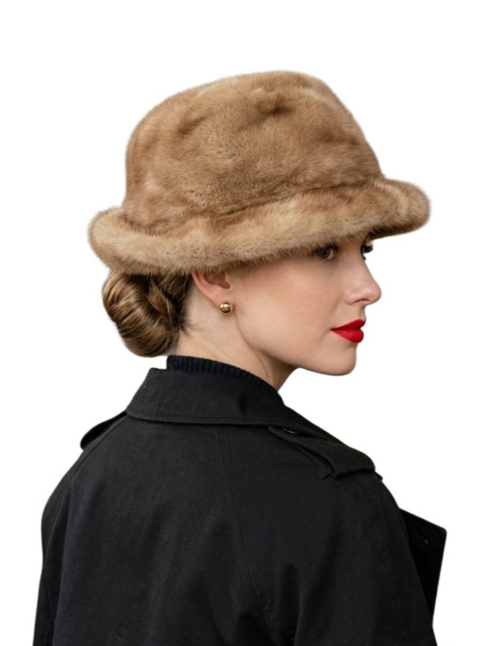 Vintage Alaskan Custom Built Furs Genuine Mink Fur Bucket Hat Brown Mid- Century